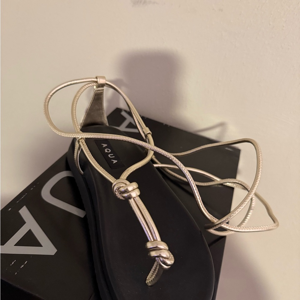 Aqua Metallic Strappy Sandals